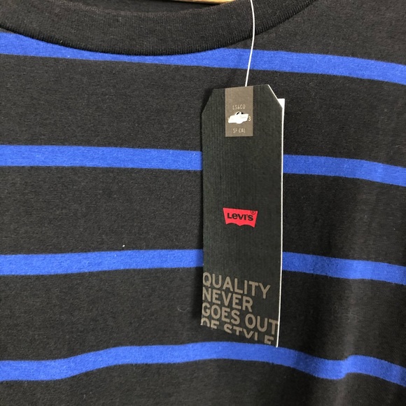 Levi’s Black & Blue Striped Tie Front Top Size M - Picture 7 of 8